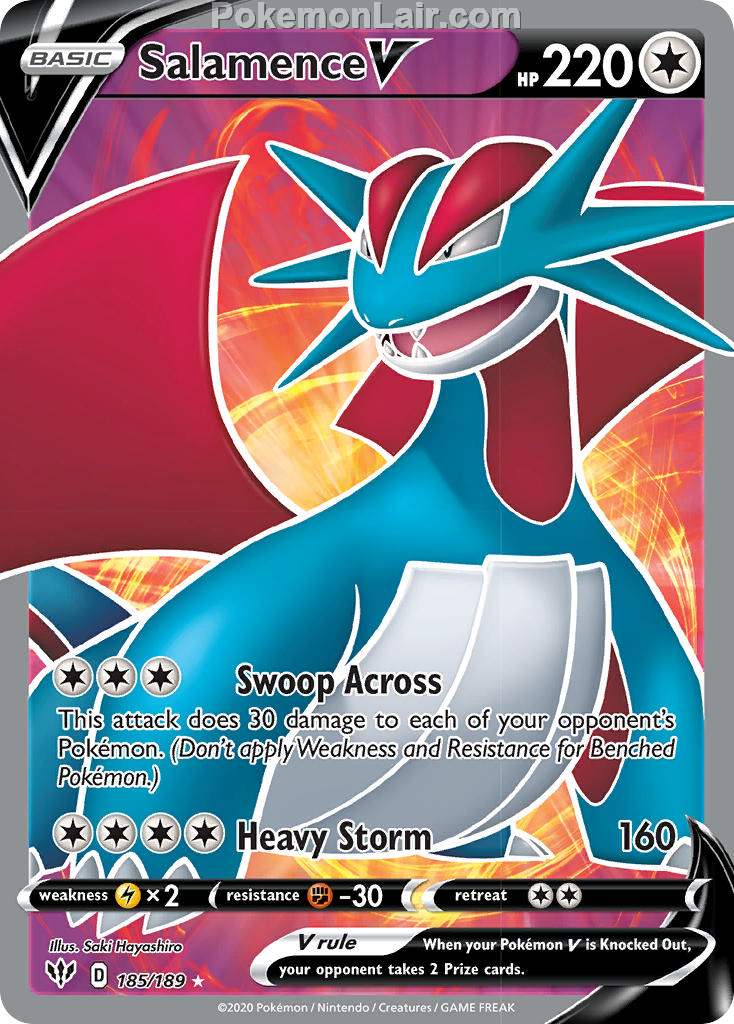 2020 Pokemon Trading Card Game Sword Shield – Darkness Ablaze Price List – 185 Salamence V