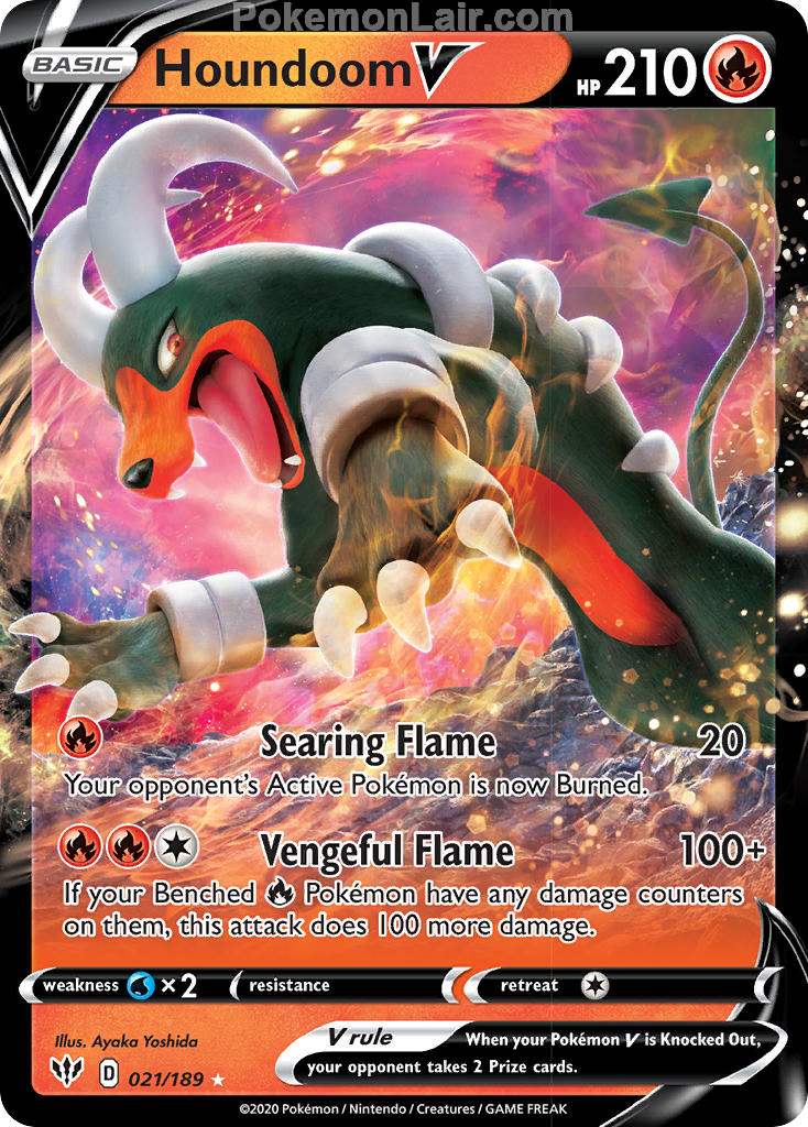 2020 Pokemon Trading Card Game Sword Shield – Darkness Ablaze Price List – 21 Houndoom V