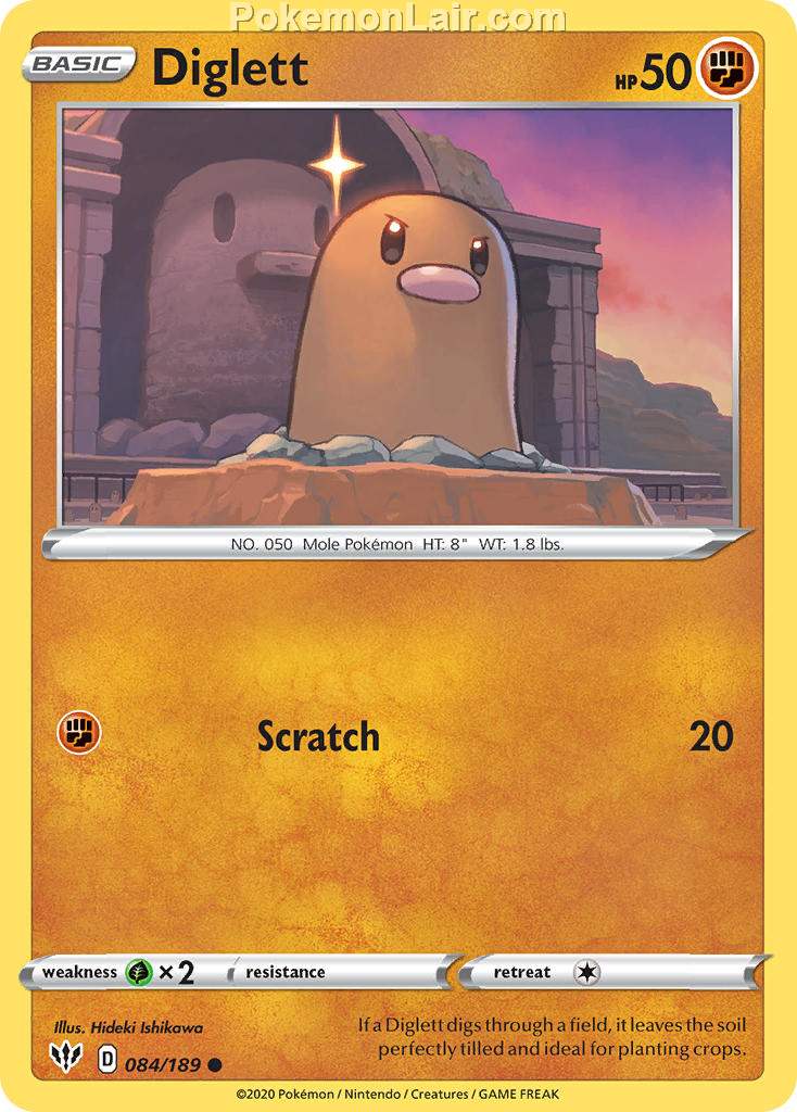 2020 Pokemon Trading Card Game Sword Shield – Darkness Ablaze Price List – 84 Diglett