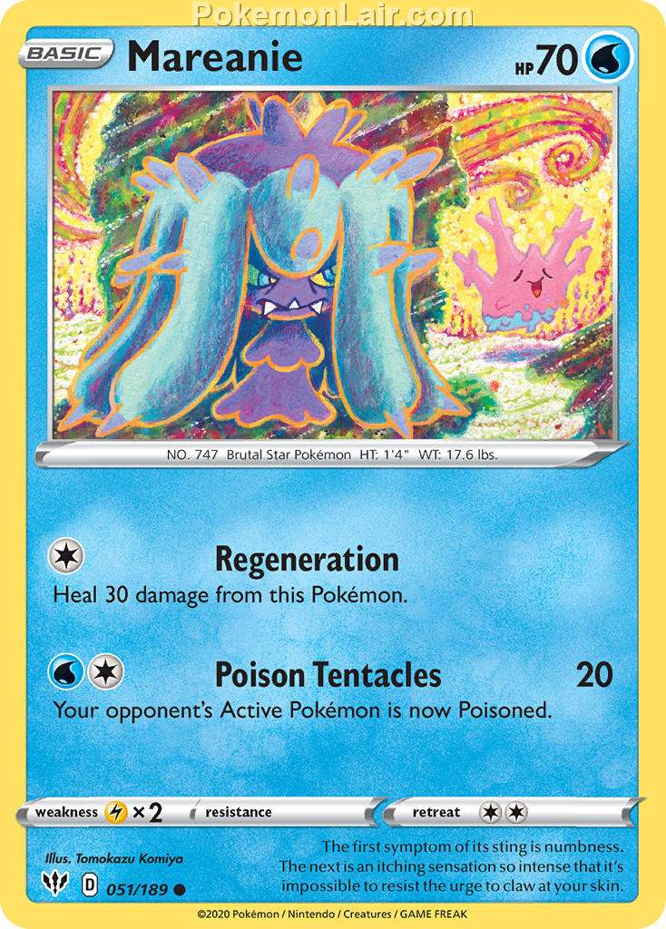 2020 Pokemon Trading Card Game Sword Shield – Darkness Ablaze Set List – 51 Mareanie