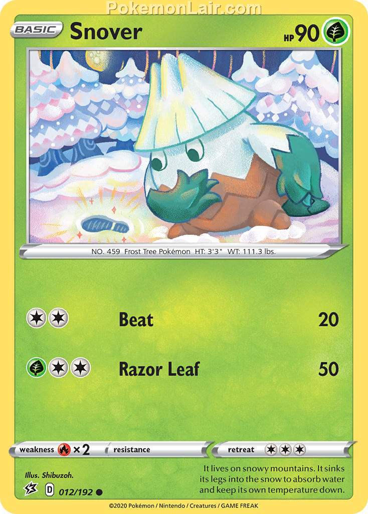 2020 Pokemon Trading Card Game Sword Shield – Rebel Clash Price List – 12 Snover