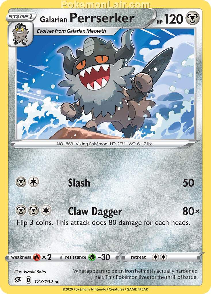 2020 Pokemon Trading Card Game Sword Shield – Rebel Clash Price List – 127 Galarian Perrserker