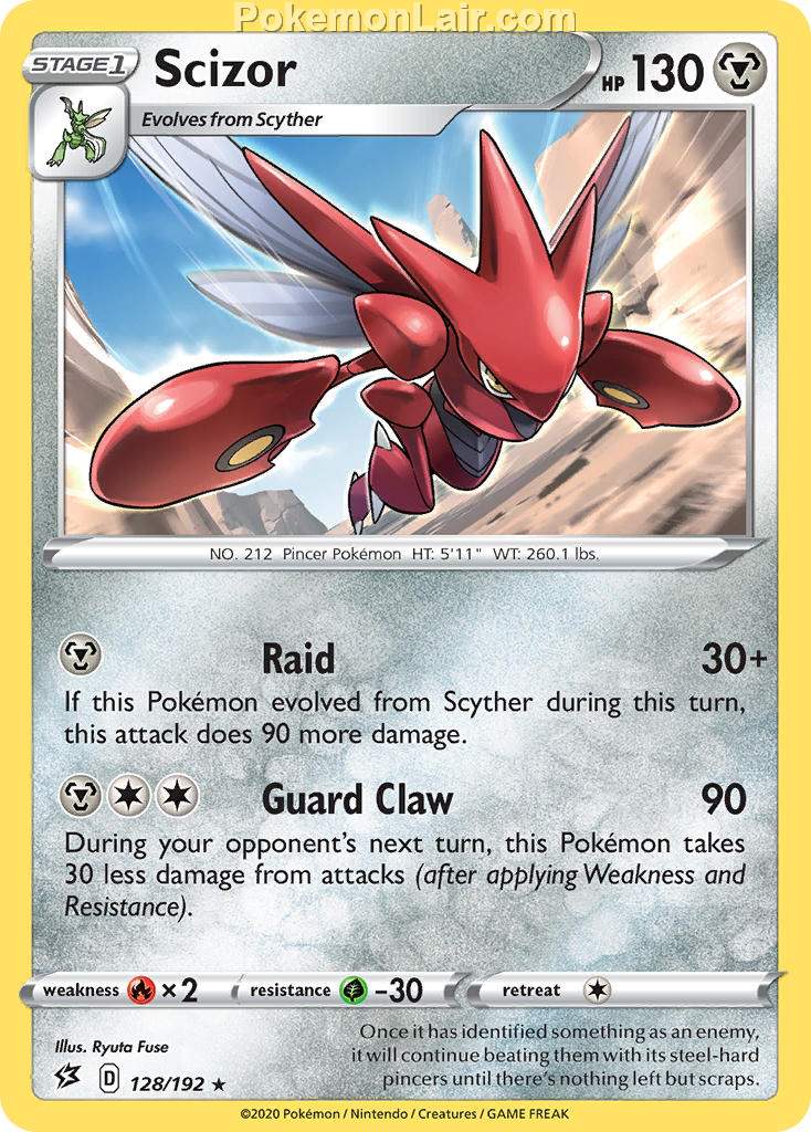 2020 Pokemon Trading Card Game Sword Shield – Rebel Clash Price List – 128 Scizor