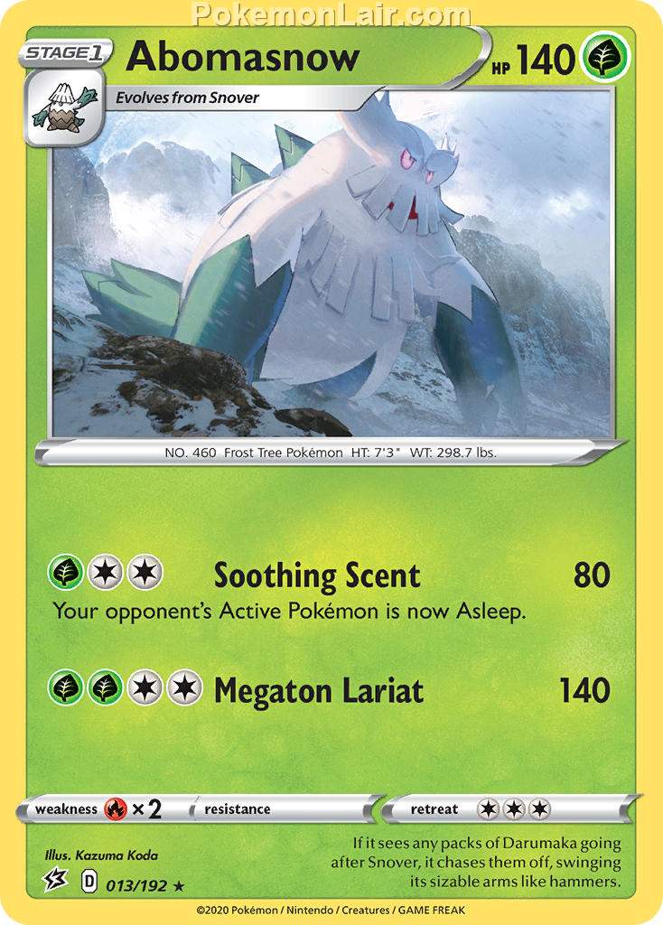 2020 Pokemon Trading Card Game Sword Shield – Rebel Clash Price List – 13 Abomasnow