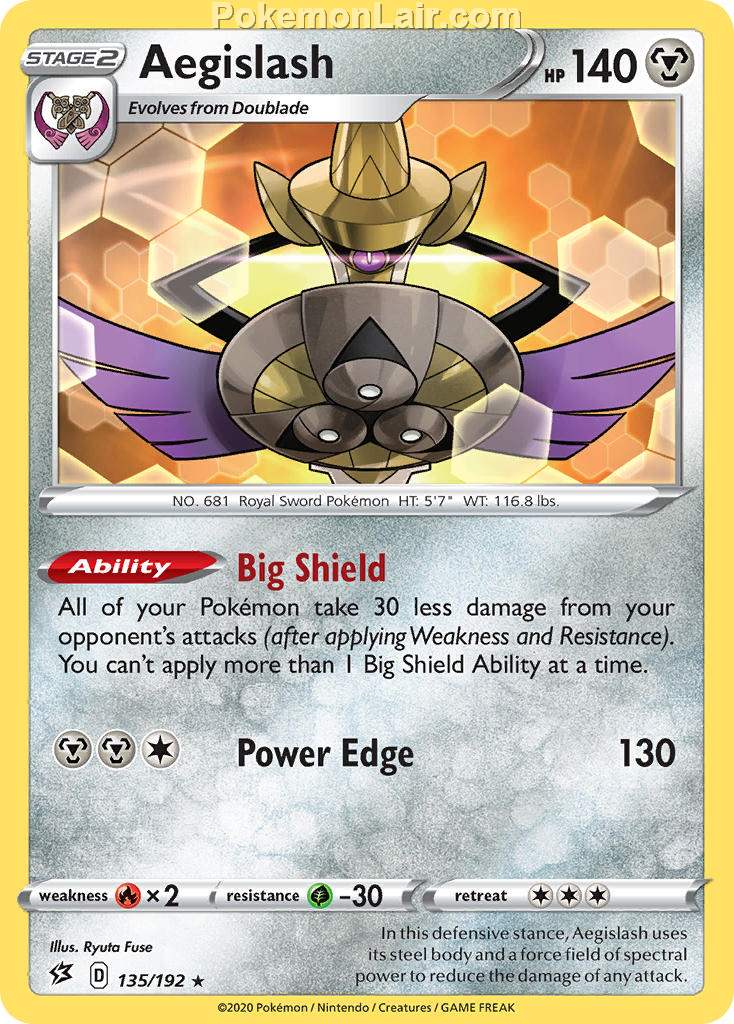 2020 Pokemon Trading Card Game Sword Shield – Rebel Clash Price List – 135 Aegislash