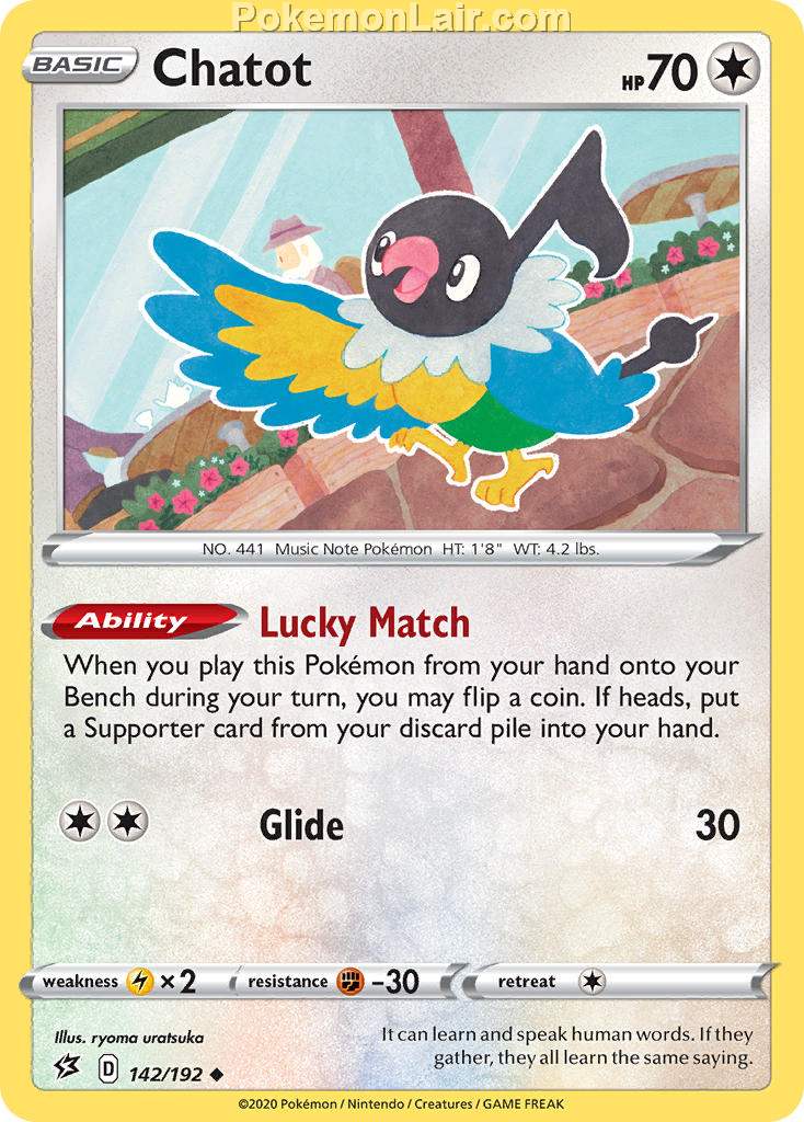 2020 Pokemon Trading Card Game Sword Shield – Rebel Clash Price List – 142 Chatot