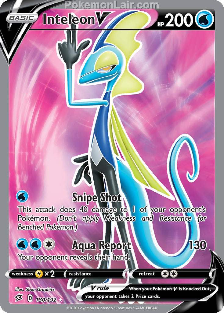 2020 Pokemon Trading Card Game Sword Shield – Rebel Clash Price List – 180 Inteleon V