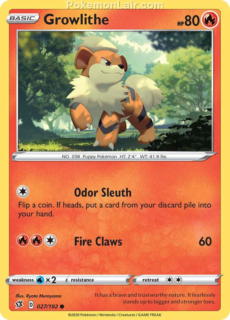 2020 Pokemon Trading Card Game Sword Shield – Rebel Clash Price List – 27 Growlithe