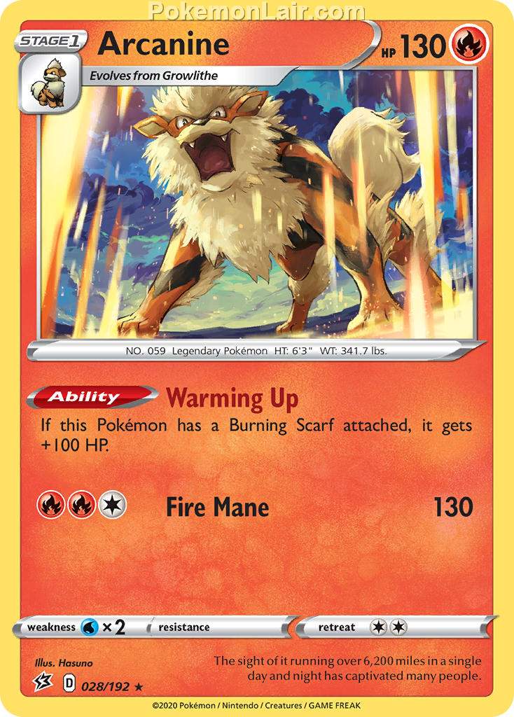 2020 Pokemon Trading Card Game Sword Shield – Rebel Clash Price List – 28 Arcanine