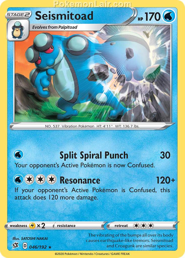 2020 Pokemon Trading Card Game Sword Shield – Rebel Clash Price List – 46 Seismitoad