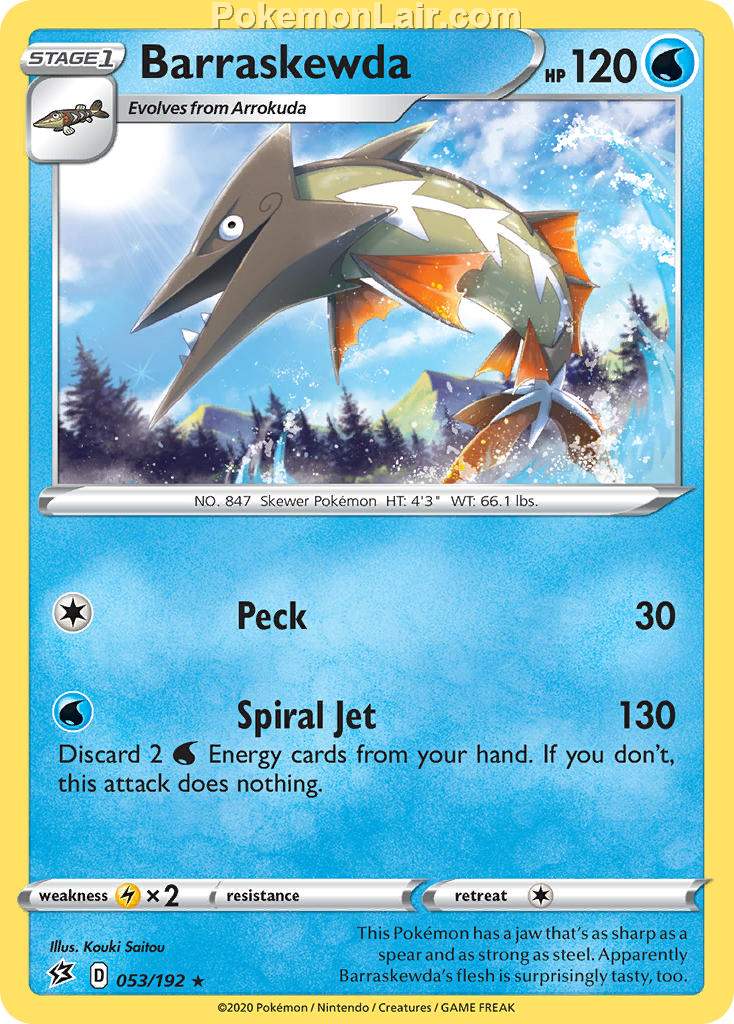 2020 Pokemon Trading Card Game Sword Shield – Rebel Clash Price List – 53 Barraskewda