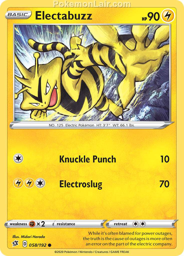 2020 Pokemon Trading Card Game Sword Shield – Rebel Clash Price List – 58 Electabuzz