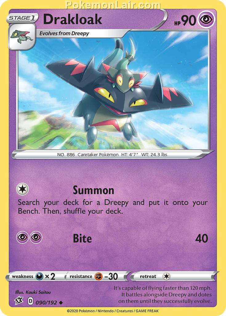 2020 Pokemon Trading Card Game Sword Shield – Rebel Clash Price List – 90 Drakloak