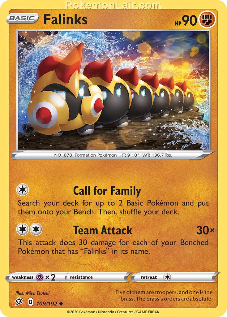 2020 Pokemon Trading Card Game Sword Shield – Rebel Clash Set List – 109 Falinks