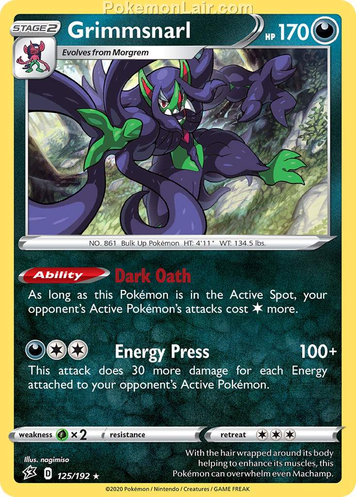 2020 Pokemon Trading Card Game Sword Shield – Rebel Clash Set List – 125 Grimmsnarl