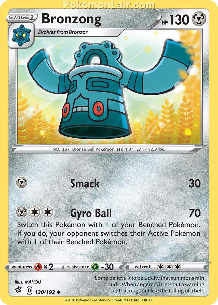 2020 Pokemon Trading Card Game Sword Shield – Rebel Clash Set List – 130 Bronzong