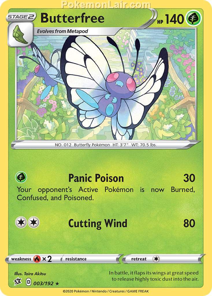 2020 Pokemon Trading Card Game Sword Shield – Rebel Clash Set List – 3 Butterfree