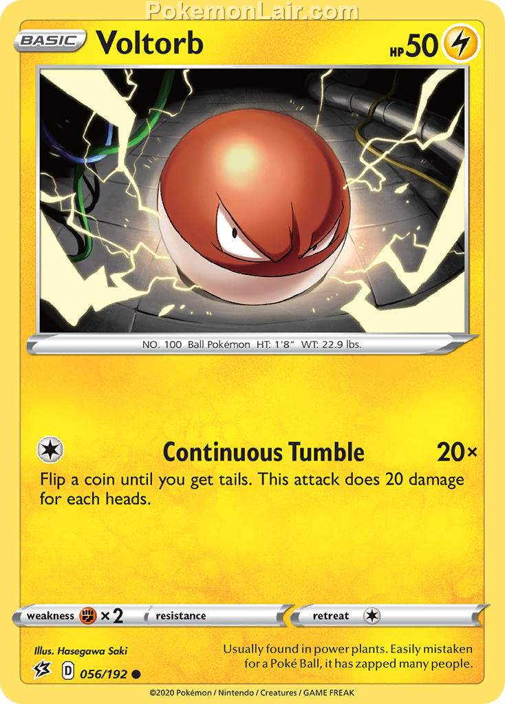 2020 Pokemon Trading Card Game Sword Shield – Rebel Clash Set List – 56 Voltorb