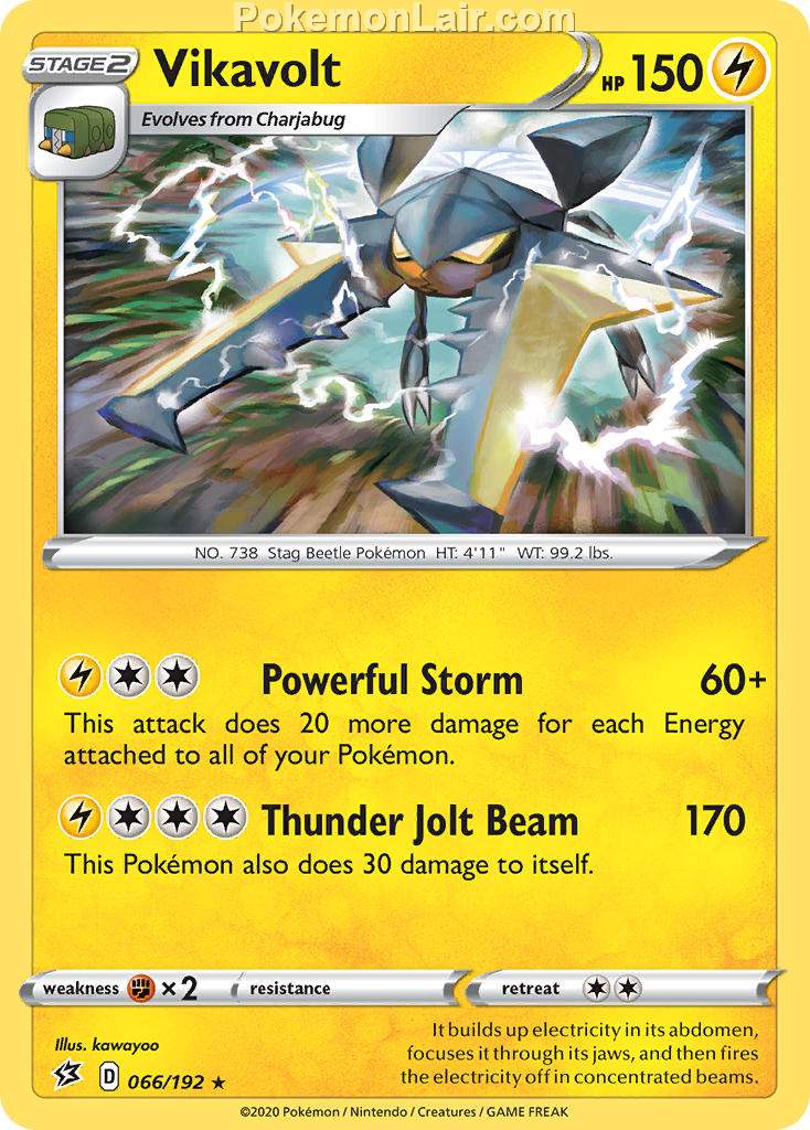 2020 Pokemon Trading Card Game Sword Shield – Rebel Clash Set List – 66 Vikavolt