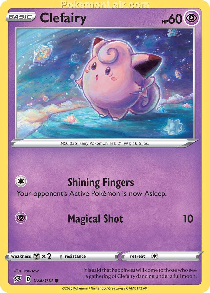 2020 Pokemon Trading Card Game Sword Shield – Rebel Clash Set List – 74 Clefairy