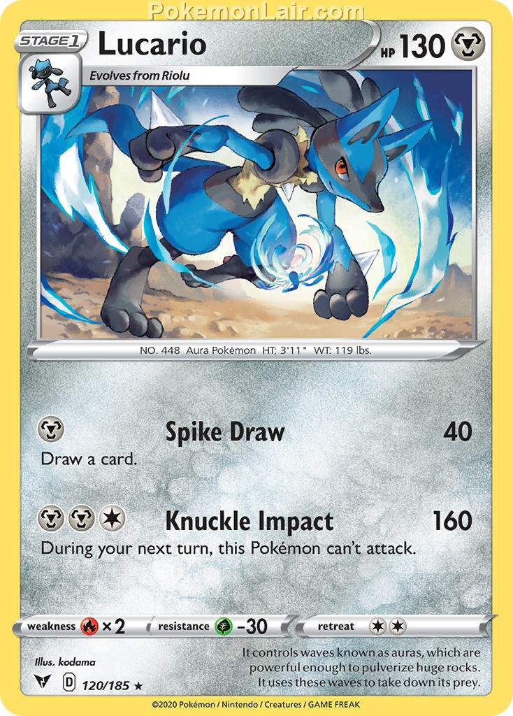 2020 Pokemon Trading Card Game Sword Shield – Vivid Voltage Price List – 120 Lucario