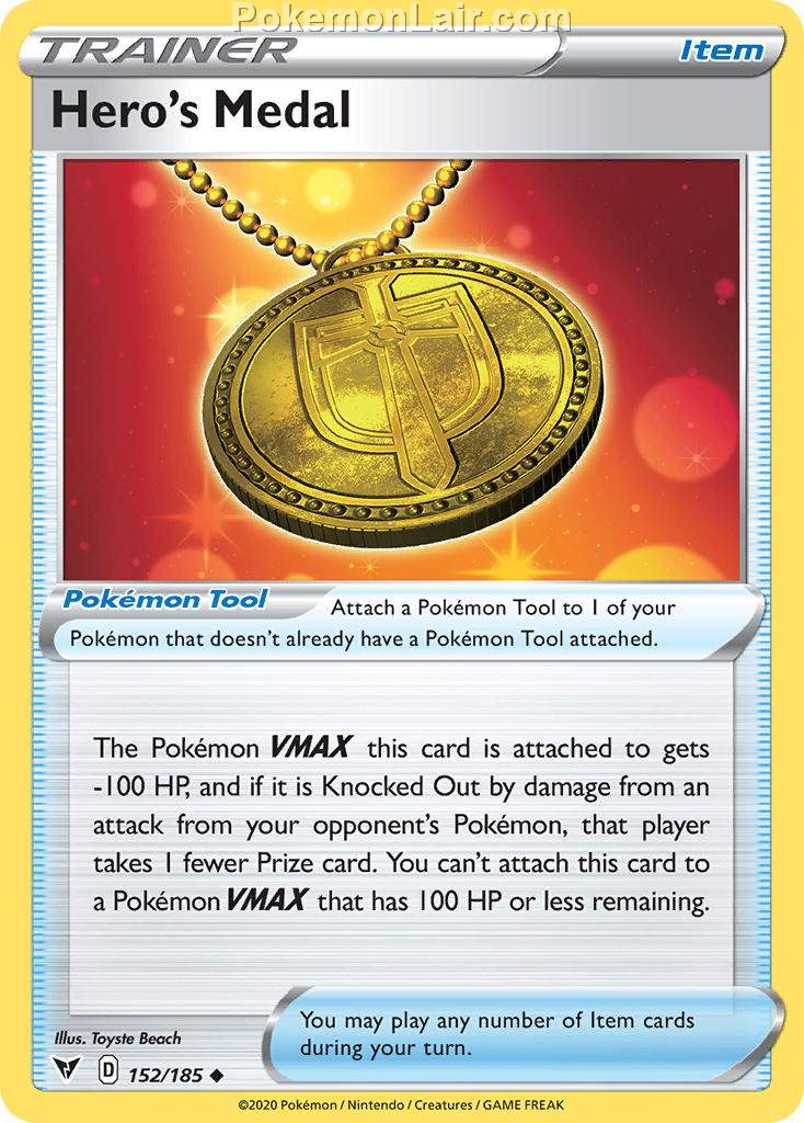 2020 Pokemon Trading Card Game Sword Shield – Vivid Voltage Price List – 152 Heros Medal
