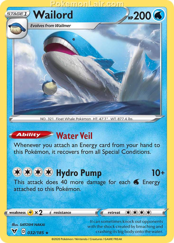 2020 Pokemon Trading Card Game Sword Shield – Vivid Voltage Price List – 32 Wailord