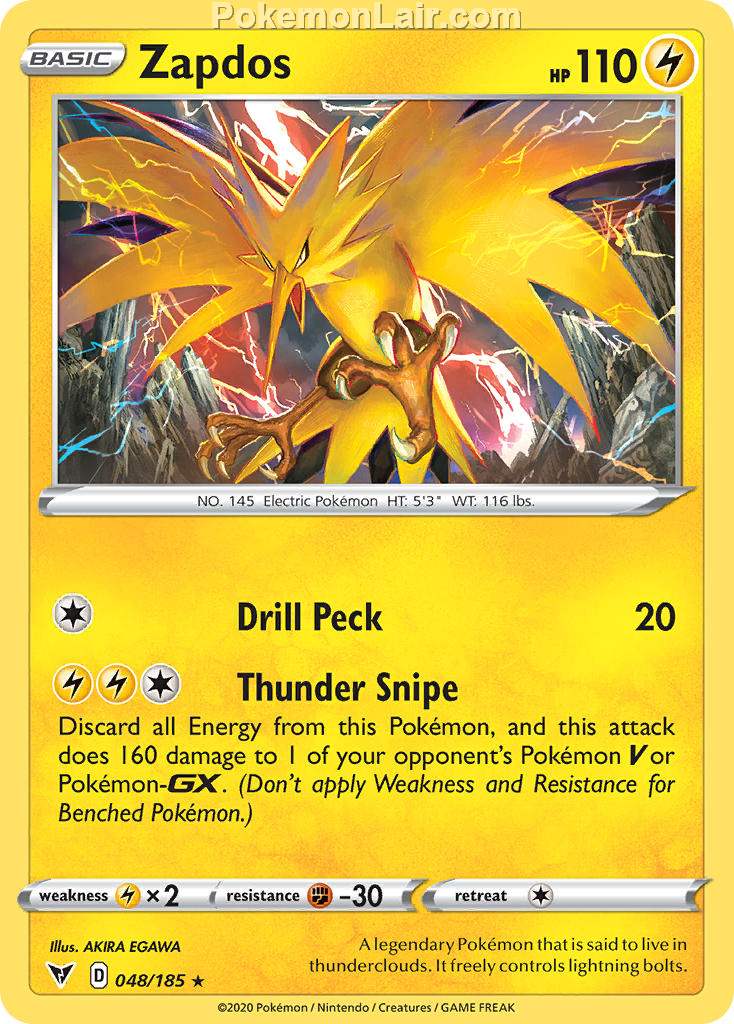 2020 Pokemon Trading Card Game Sword Shield – Vivid Voltage Price List – 48 Zapdos