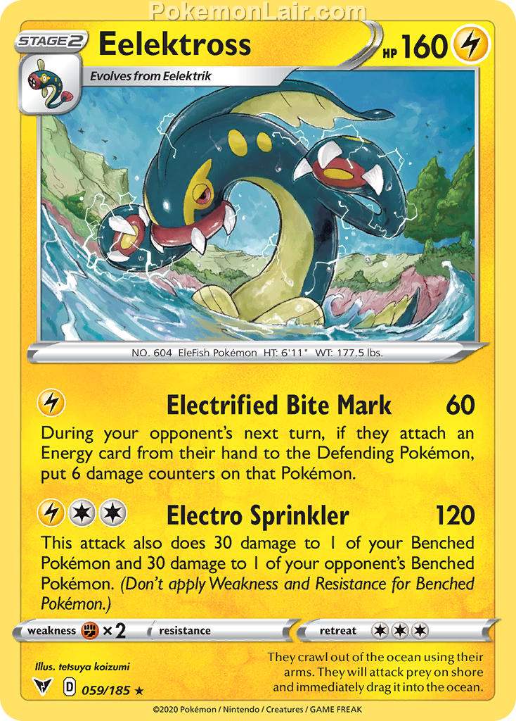 2020 Pokemon Trading Card Game Sword Shield – Vivid Voltage Price List – 59 Eelektross