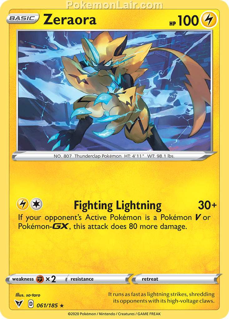 2020 Pokemon Trading Card Game Sword Shield – Vivid Voltage Price List – 61 Zeraora