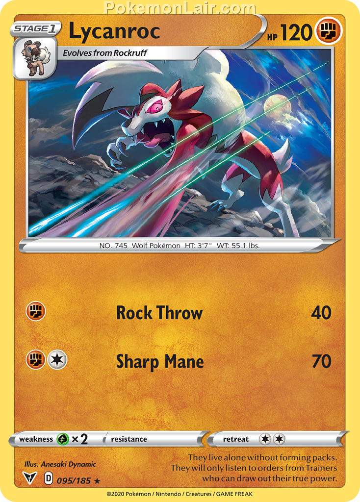 2020 Pokemon Trading Card Game Sword Shield – Vivid Voltage Price List – 95 Lycanroc