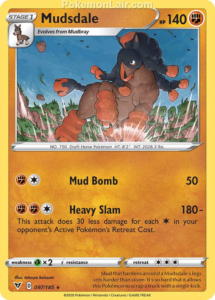 2020 Pokemon Trading Card Game Sword Shield – Vivid Voltage Price List – 97 Mudsdale