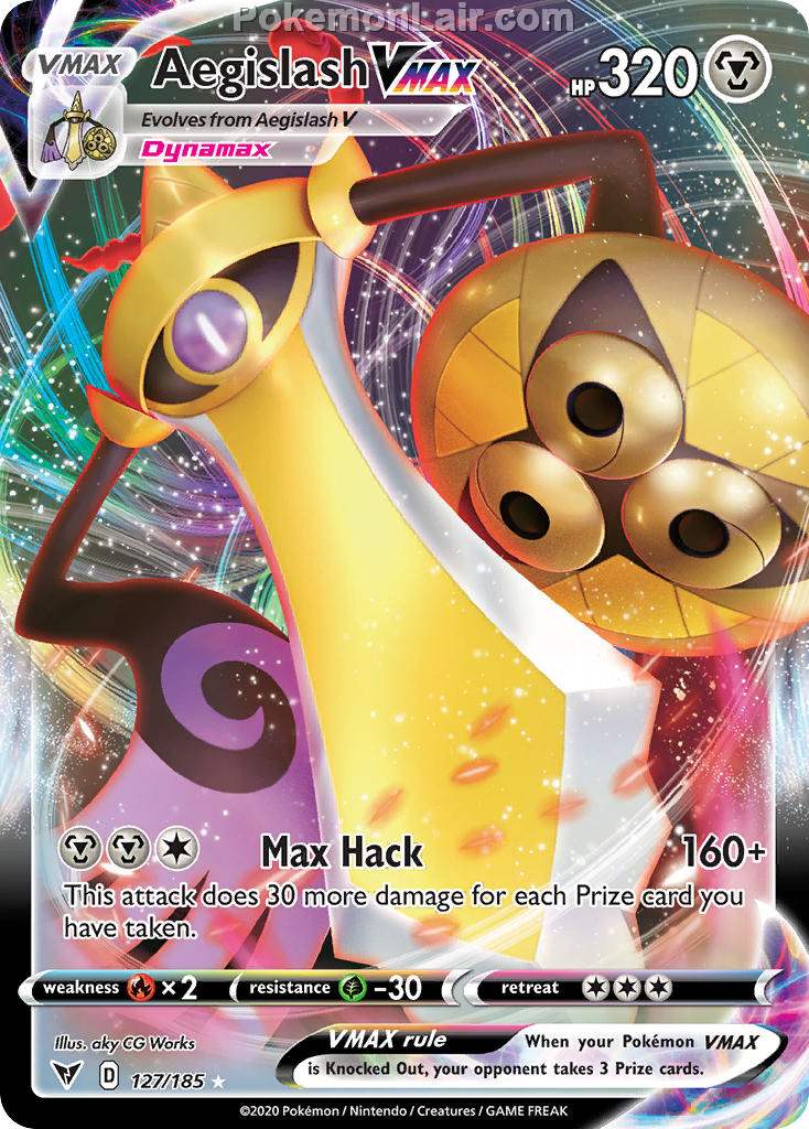 2020 Pokemon Trading Card Game Sword Shield – Vivid Voltage Set List – 127 Aegislash VMAX