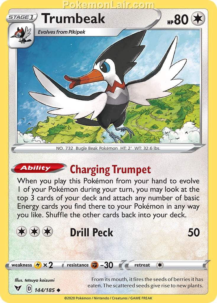 2020 Pokemon Trading Card Game Sword Shield – Vivid Voltage Set List – 144 Trumbeak