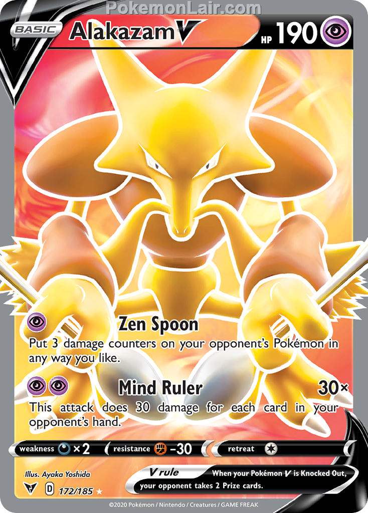 2020 Pokemon Trading Card Game Sword Shield – Vivid Voltage Set List – 172 Alakazam V