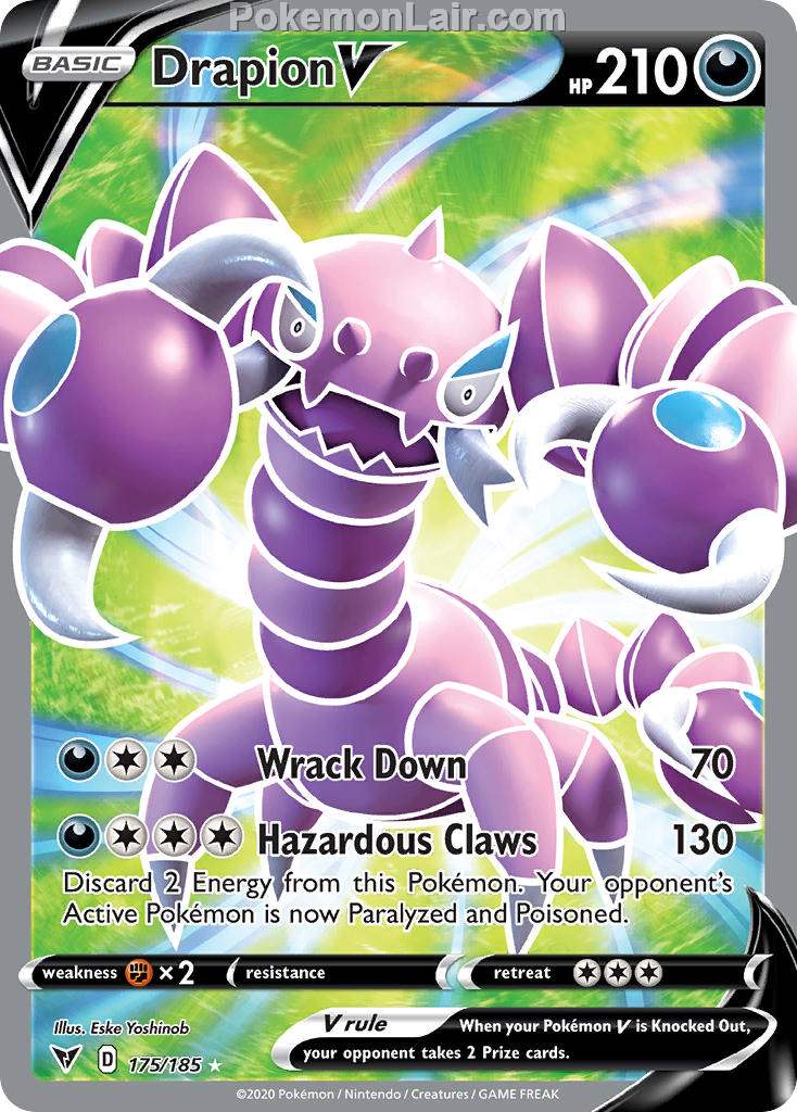 2020 Pokemon Trading Card Game Sword Shield – Vivid Voltage Set List – 175 Drapion V