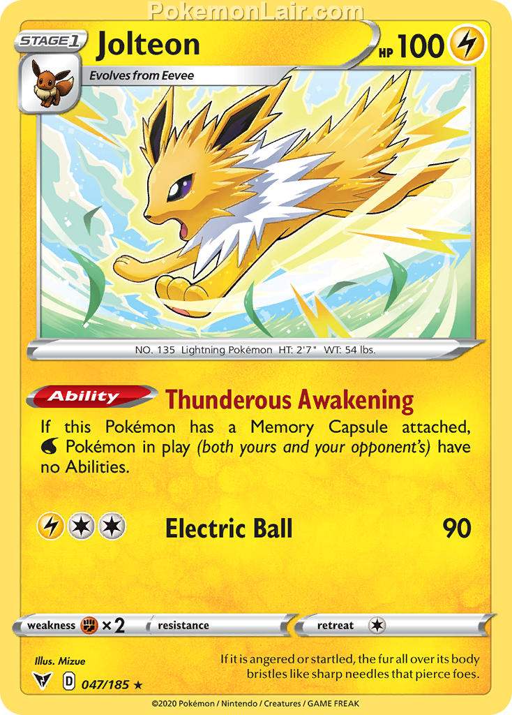 2020 Pokemon Trading Card Game Sword Shield – Vivid Voltage Set List – 47 Jolteon