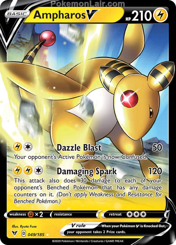 2020 Pokemon Trading Card Game Sword Shield – Vivid Voltage Set List – 49 Ampharos V