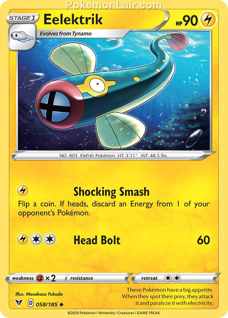 2020 Pokemon Trading Card Game Sword Shield – Vivid Voltage Set List – 58 Eelektrik