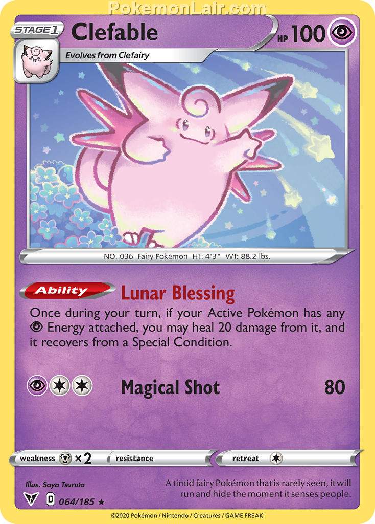 2020 Pokemon Trading Card Game Sword Shield – Vivid Voltage Set List – 64 Clefable