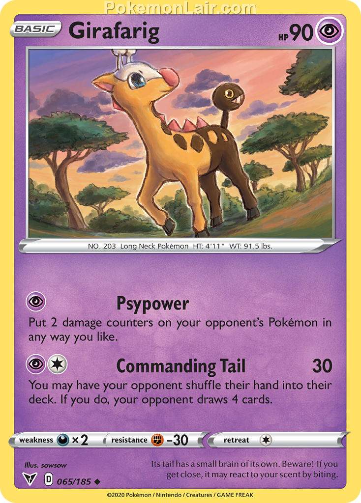 2020 Pokemon Trading Card Game Sword Shield – Vivid Voltage Set List – 65 Girafarig