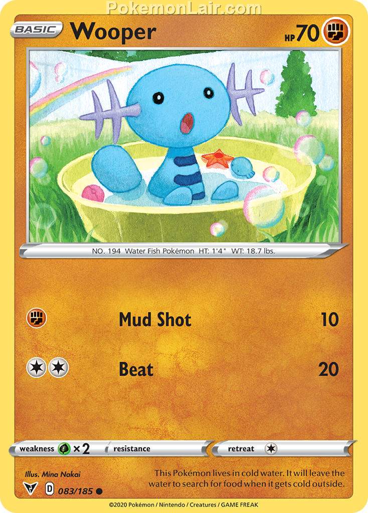 2020 Pokemon Trading Card Game Sword Shield – Vivid Voltage Set List – 83 Wooper