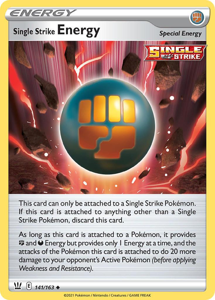 2021 Pokemon Trading Card Game Battle Styles Price List 141 Single Strike Energy