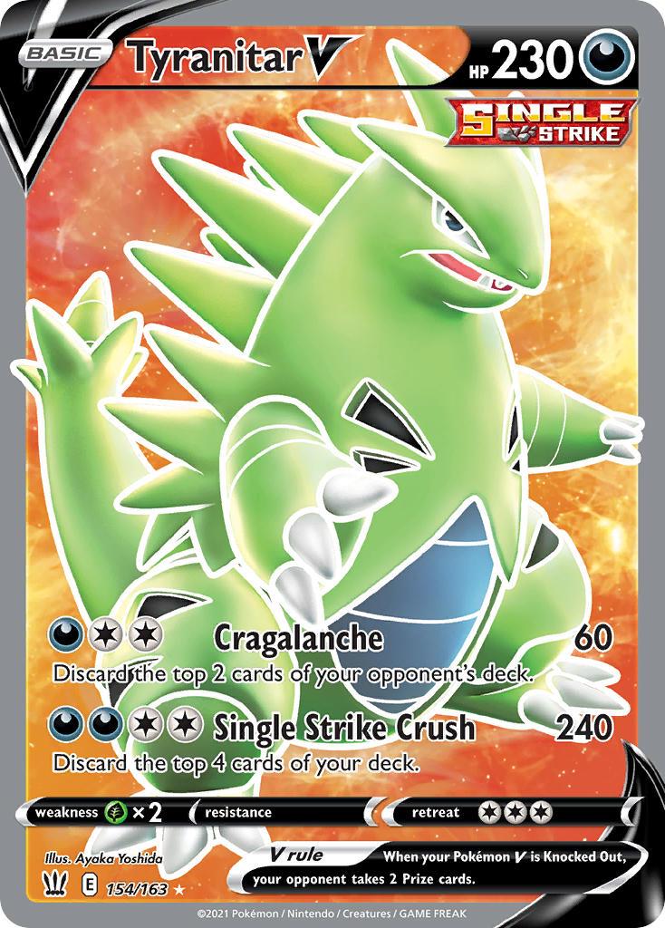 2021 Pokemon Trading Card Game Battle Styles Price List 154 Tyranitar V