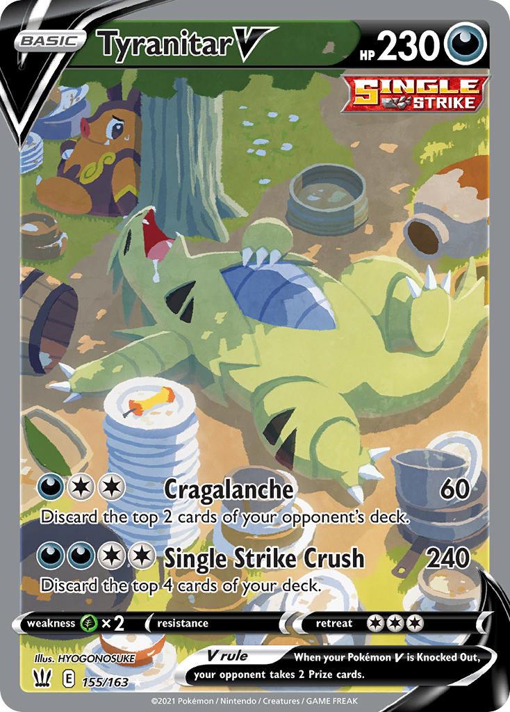 2021 Pokemon Trading Card Game Battle Styles Price List 155 Tyranitar V