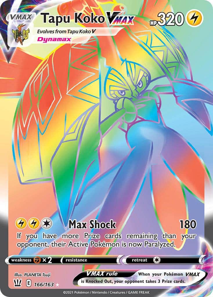 2021 Pokemon Trading Card Game Battle Styles Price List 166 Tapu Koko VMAX