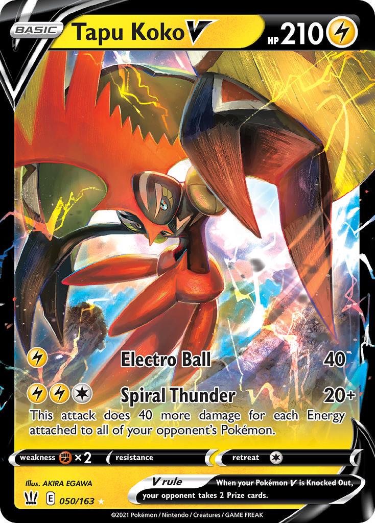 2021 Pokemon Trading Card Game Battle Styles Price List 50 Tapu Koko V