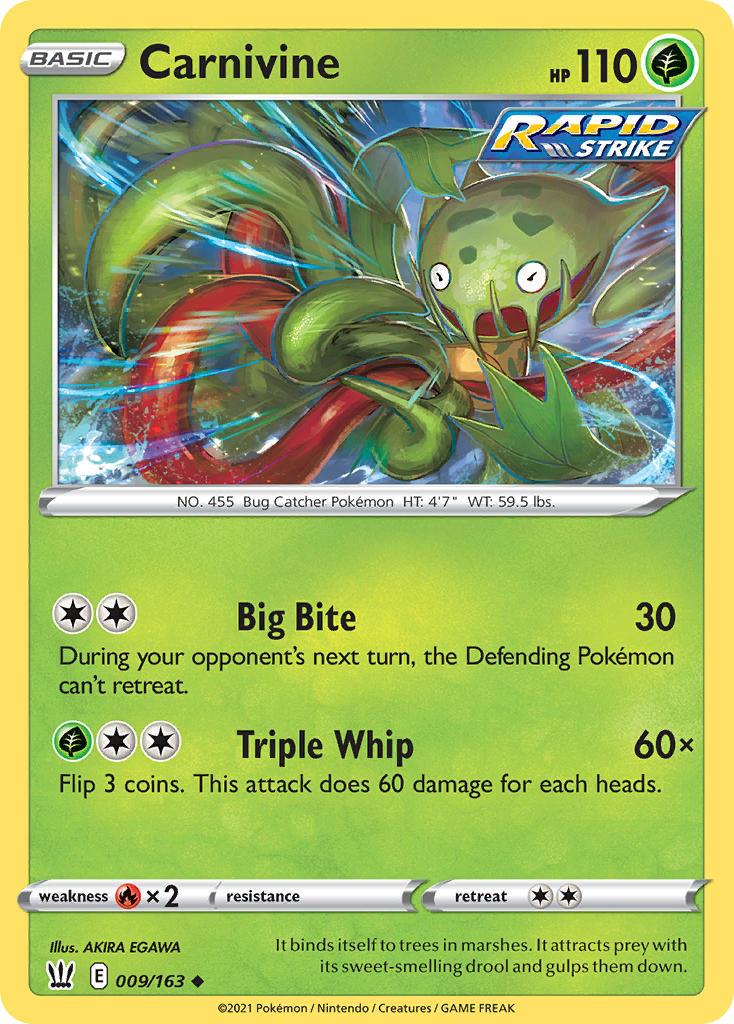 2021 Pokemon Trading Card Game Battle Styles Price List 9 Carnivine