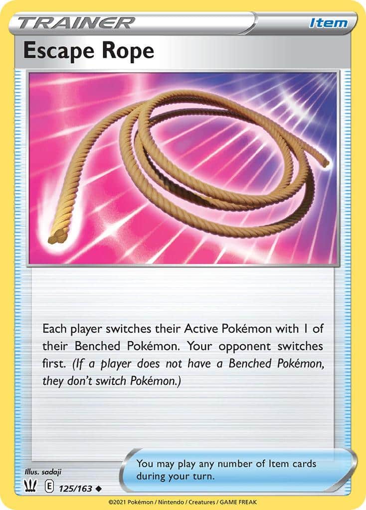 2021 Pokemon Trading Card Game Battle Styles Set List 125 Escape Rope