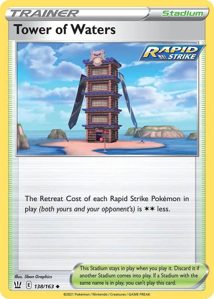 2021 Pokemon Trading Card Game Battle Styles Set List 138 Tower Of Waters